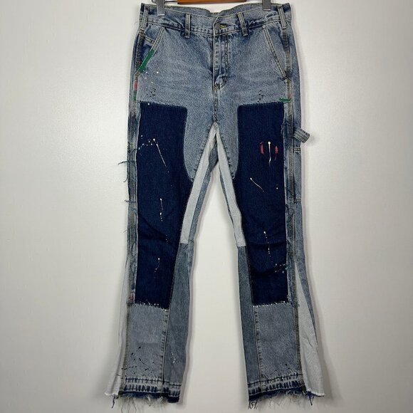 Black Icon 3L Team 2020-2021 Collection Carpenter Jean  Paint Splatter Patchwork - Picture 1 of 5